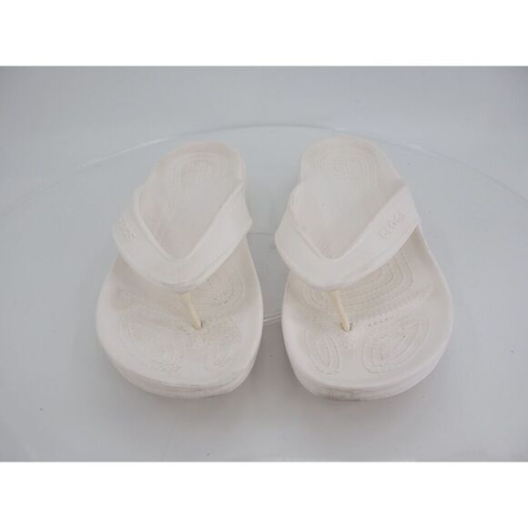 Crocs Women's Iconic Sandal Size 11 Wedge Thong Slide Flip Flop White Shoes - Picture 3 of 10